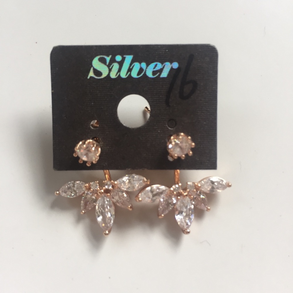 Faux Diamond & Gold Drop Earrings